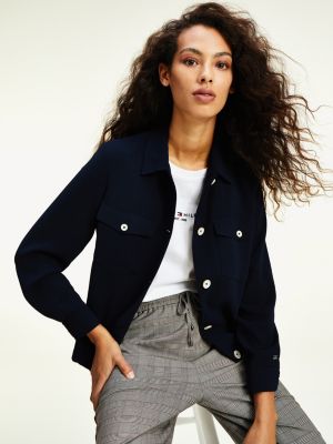 Krepp-Blazer mit Tunnelzug | BLAU | Tommy Hilfiger