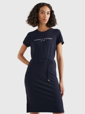 får boom stemning Essentials Logo Short Sleeve Dress | BLUE | Tommy Hilfiger