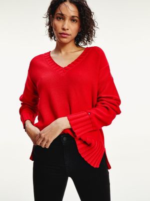 tommy hilfiger red jumper womens