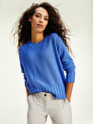 Crew Neck RibKnit Jumper BLUE Tommy Hilfiger