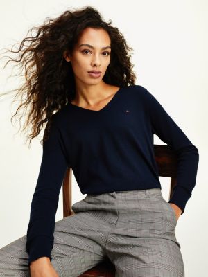 tommy hilfiger blue jumper womens