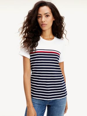 Stripe Round Neck T-Shirt | BLUE 