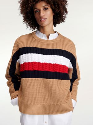 Tommy Icons Mix Knit Jumper | KHAKI 