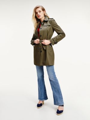 tommy hilfiger long buttoned trench coat