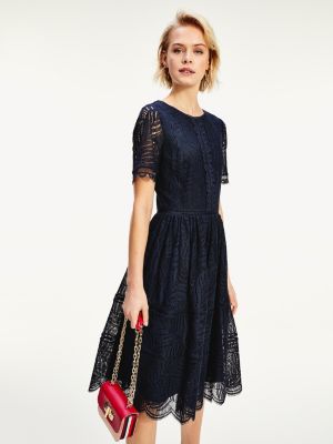 Lace Fit And Flare Dress | BLUE | Tommy Hilfiger