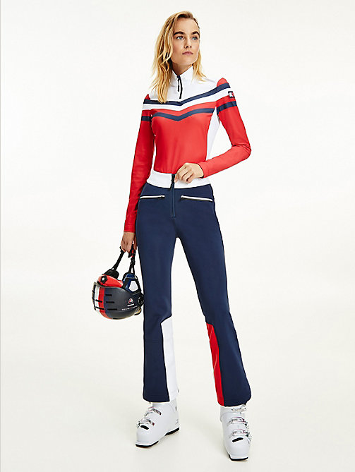 blue rossignol colour-blocked ski trousers for women tommy hilfiger