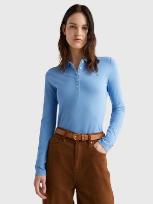 Praten vertaling Appartement Slim Fit Langarm-Poloshirt | BLAU | Tommy Hilfiger