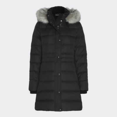 Essential Down Filled Faux Fur Trim Coat Black Tommy Hilfiger