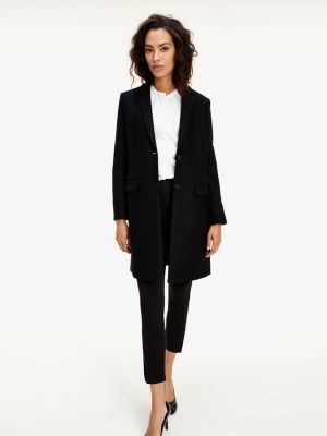 tommy hilfiger long black coat