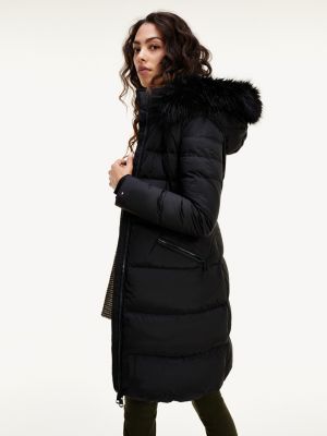 Faux Fur Slim Fit Padded Coat | BLACK 