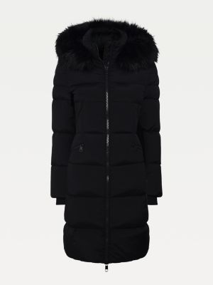 Faux Fur Slim Fit Padded Coat | BLACK 
