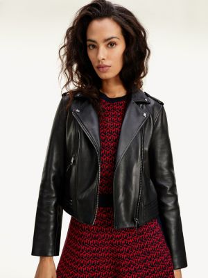 tommy hilfiger leather biker jacket