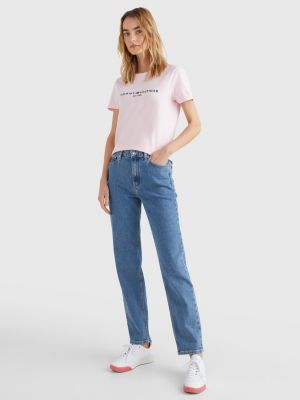 korting licentie Meander T-Shirt mit Rundhalsausschnitt und Logo | ROSA | Tommy Hilfiger