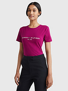 purple logo regular fit t-shirt for women tommy hilfiger