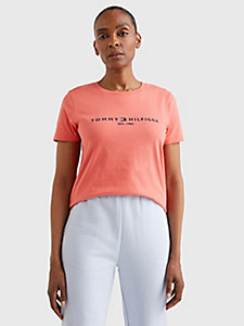 orange logo regular fit t-shirt for women tommy hilfiger