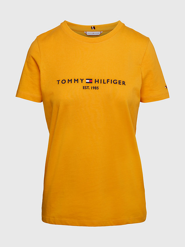 yellow t-shirt met logo en ronde hals voor dames - tommy hilfiger