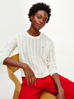 Cable Knit Jumper | WHITE | Tommy Hilfiger