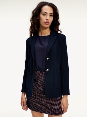 Textured Single Breasted Blazer | BLUE 