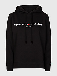 black curve pullover logo hoody for women tommy hilfiger