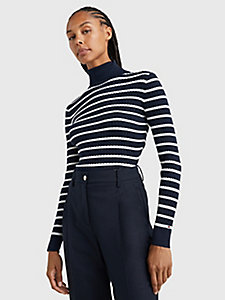 blue cable knit jumper for women tommy hilfiger