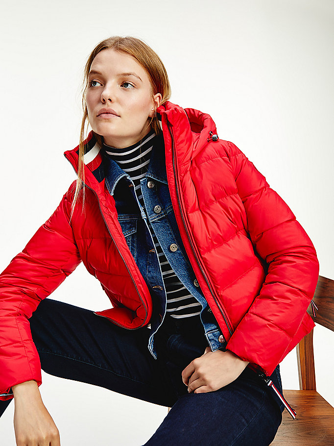Removable Hood Quilted Down Jacket | RED | Tommy Hilfiger
