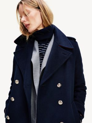 tommy hilfiger double breasted wool blend coat