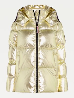 yellow tommy hilfiger puffer jacket