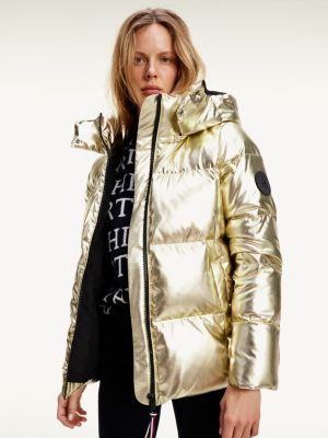 Metallic Gold Down-Filled Puffer Jacket 