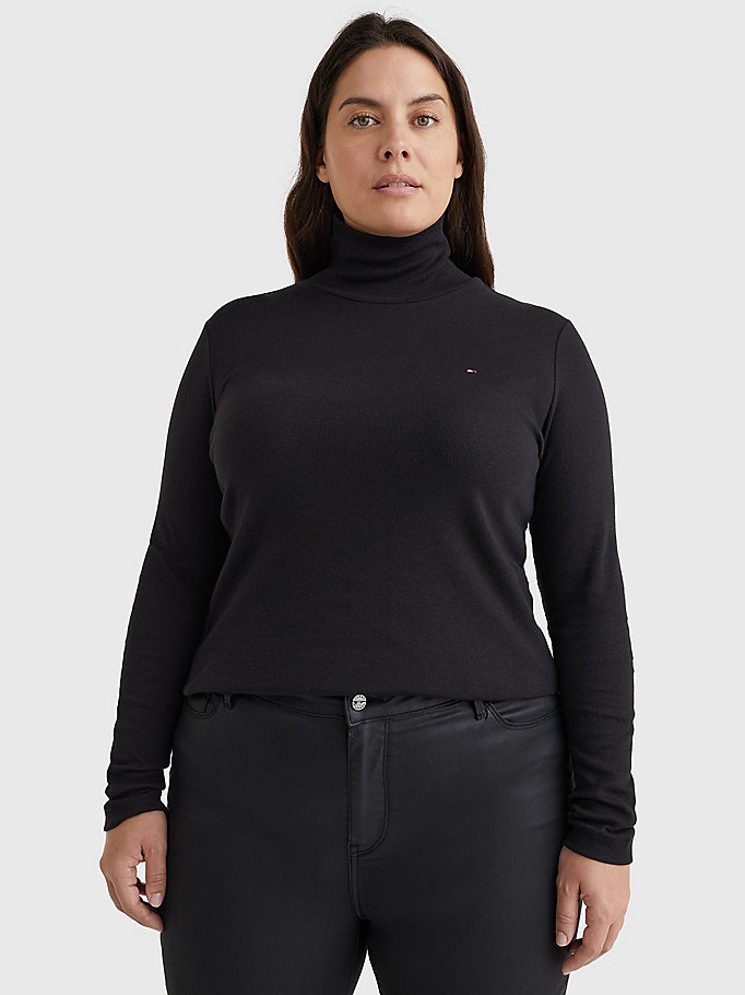 zwart curve skinny fit trui met col voor women - tommy hilfiger