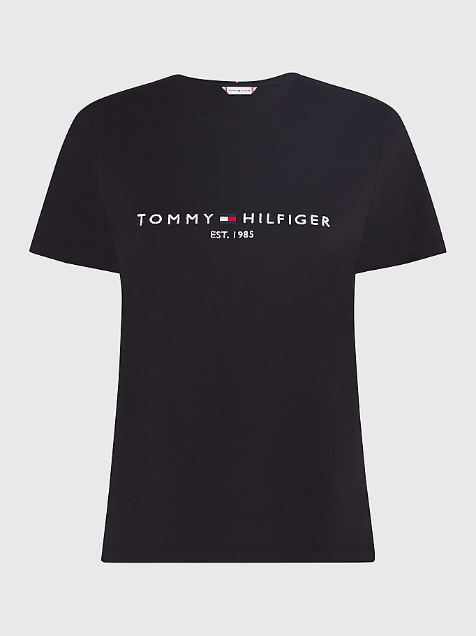 black curve organic cotton logo t-shirt for women tommy hilfiger