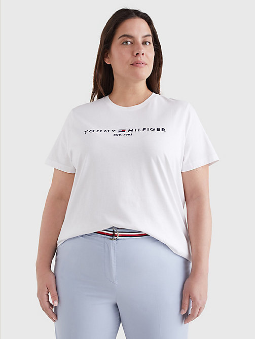 wit curve t-shirt van biologisch katoen voor women - tommy hilfiger