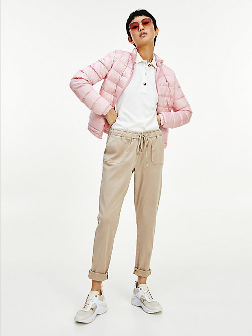 pink down-filled padded jacket for women tommy hilfiger