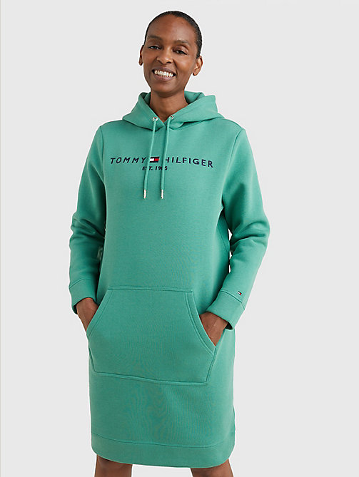 green kangaroo pocket hoody dress for women tommy hilfiger