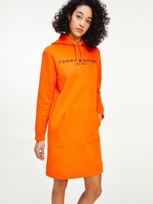 Essential Logo Hoody Dress | ORANGE 
