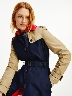 tommy hilfiger long buttoned trench coat