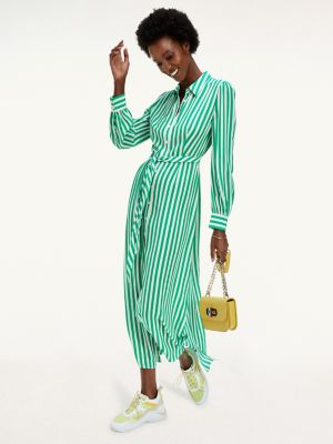 Stripe Belted Viscose Shirt Dress | GREEN | Tommy Hilfiger
