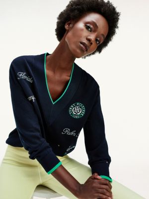 Embroidery V-Neck Jumper | BLUE | Tommy 