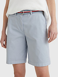 blauw mid rise chino short voor dames - tommy hilfiger