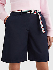 blue mid rise chino shorts for women tommy hilfiger