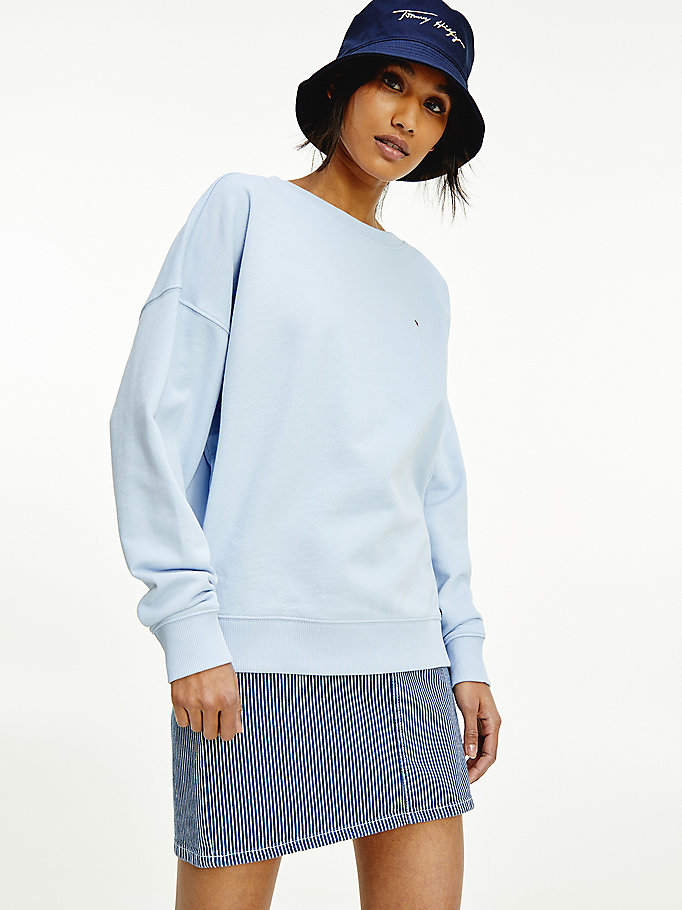 imrusan Women Long Sleeve Crewneck Sweatshirt Color Block Pullover Tops S-2XL