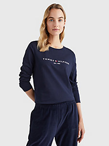 blue logo embroidery long sleeve t-shirt for women tommy hilfiger