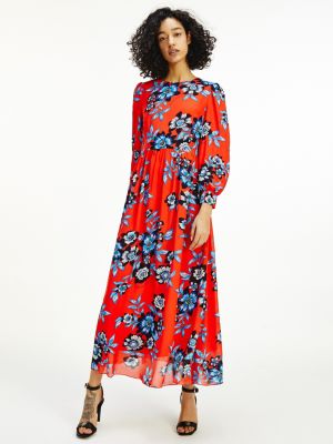 tommy hilfiger red floral dress