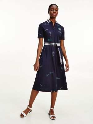 Midi Kleid Mit Clubhouse Print Blau Tommy Hilfiger 