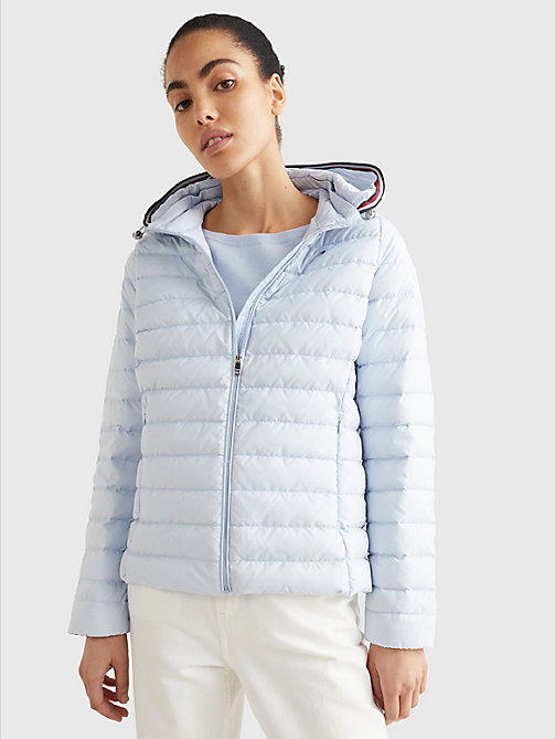 blue essential removable hood down jacket for women tommy hilfiger