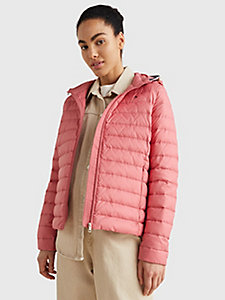 pink lightweight duck down jacket for women tommy hilfiger