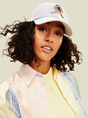yellow shirt with red stripe