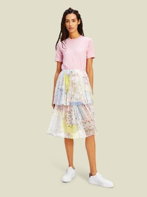 Crest Floral Patchwork Midi Skirt 