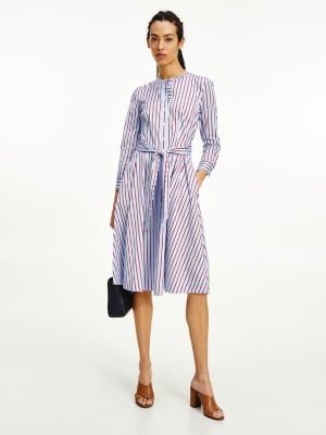 Cotton Sateen Midi Shirt Dress | RED | Tommy Hilfiger