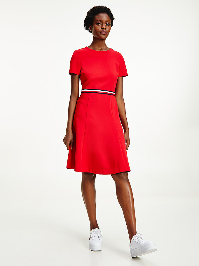 red fit and flare dress for women tommy hilfiger