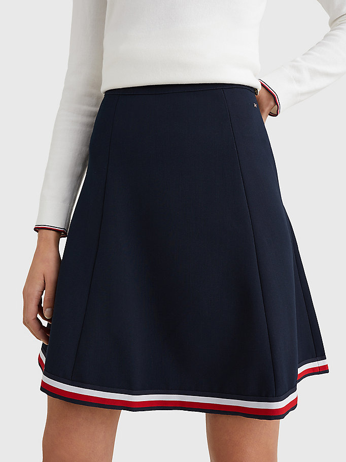 blue fit and flare skirt for women tommy hilfiger